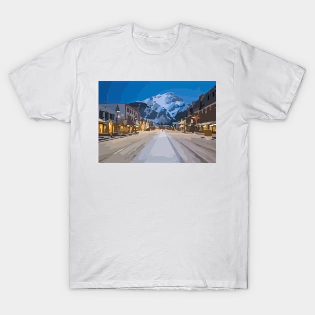 Banff Night Scene Painting T-Shirt by gktb